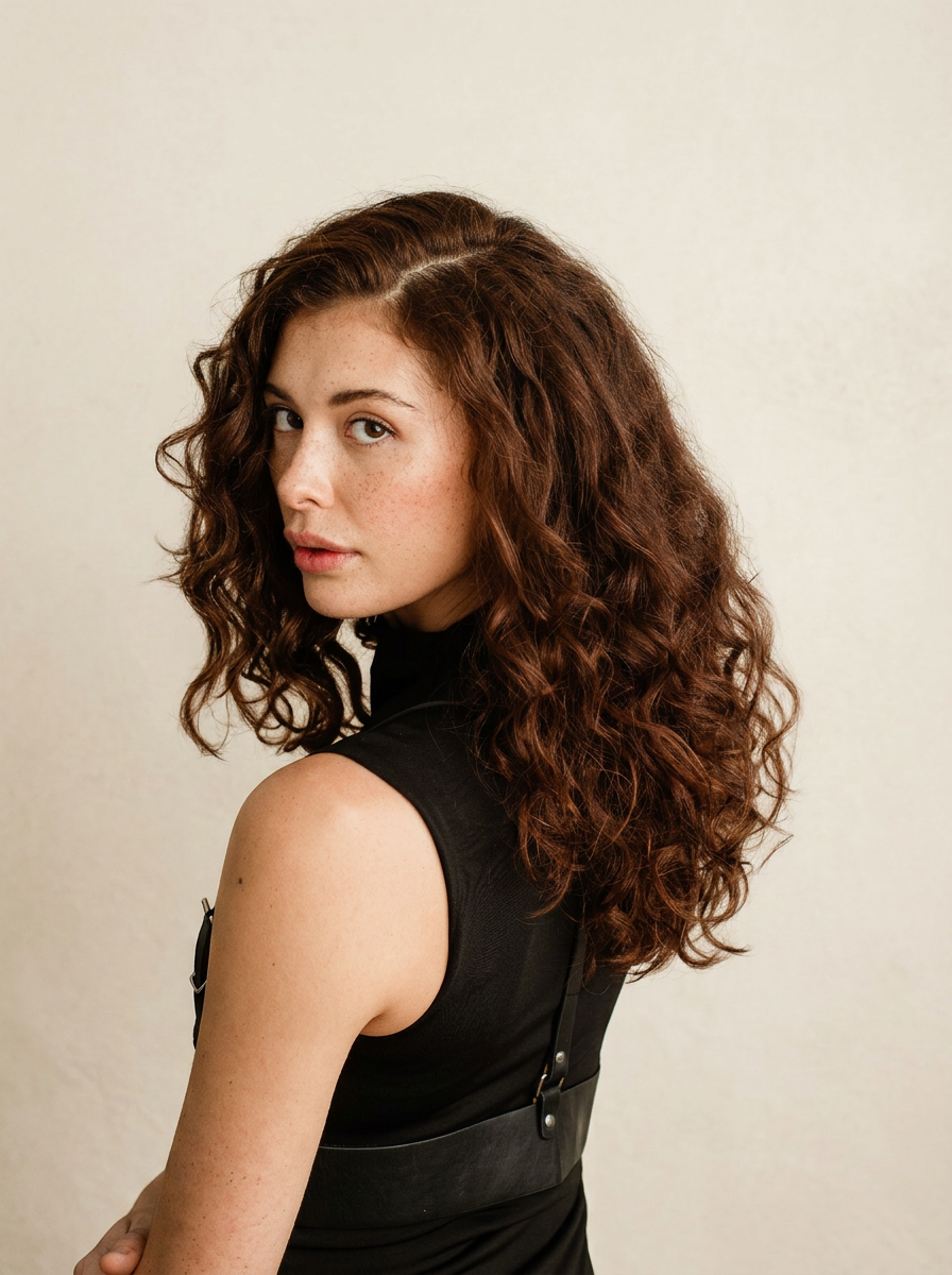Editorial portrait of natural curls in motion