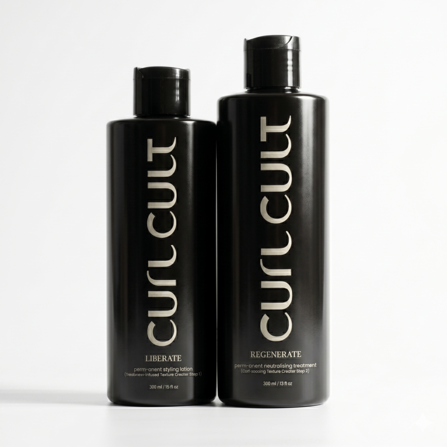 Curl Cult product line on stand